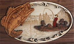 Click to see Inlaid Wood Art Boat Fishing