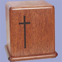 Click to see Engraved Cross Wood Cremation Urn