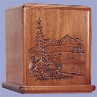 Click to see Engraved Deer Wood Cremation Urn