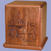 Click to see Engraved Desert Wood Cremation Urn