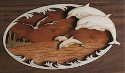 Click to see Inlaid Wood Art Dolphins
