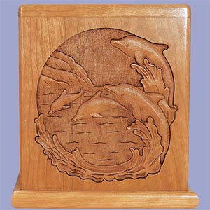 Click to see Engraved Dolphins Wood Cremation Urn