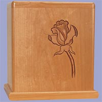 Click to see Engraved Rose Wood Cremation Urn