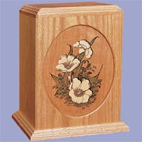 Click to see Floral Oak Wood Cremation Urn