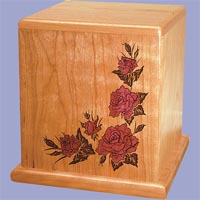 Click to see Mosaic Red Roses Wood Cremation Urn