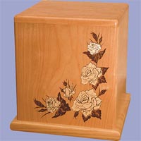 Click to see Mosaic Roses Cherry Wood Cremation Urn
