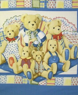 Blue Jean Teddy Baby Quilts, Blue Jean Teddy Toddler Quilts, Blue Jean TeddyBaby Crib Bedding,  Blue Jean Teddy Nursery Accessories, Blue Jean Teddy Nursery Bedding