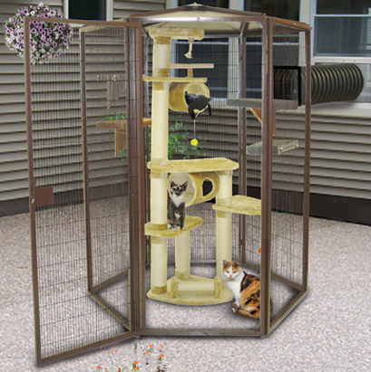 hexagon-shaped pet enclosure, outdoor cat enclosure