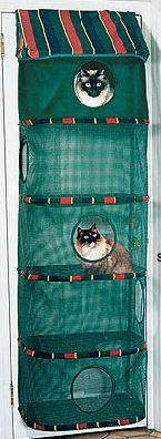 cat condo hangs over door